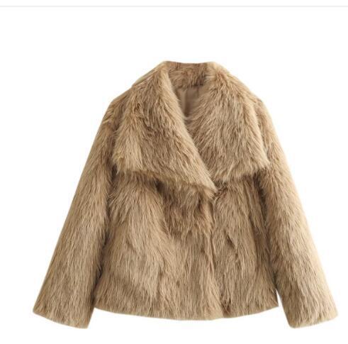 Embrace Winter's Warmth: Luxurious Plush Coat with Chic Lapel. Stay cozy and stylish all season long with this must-have winter coat. Featuring a thick, plush exterior for ultimate warmth, a sophisticated lapel design, and a relaxed, long-sleeve silhouett