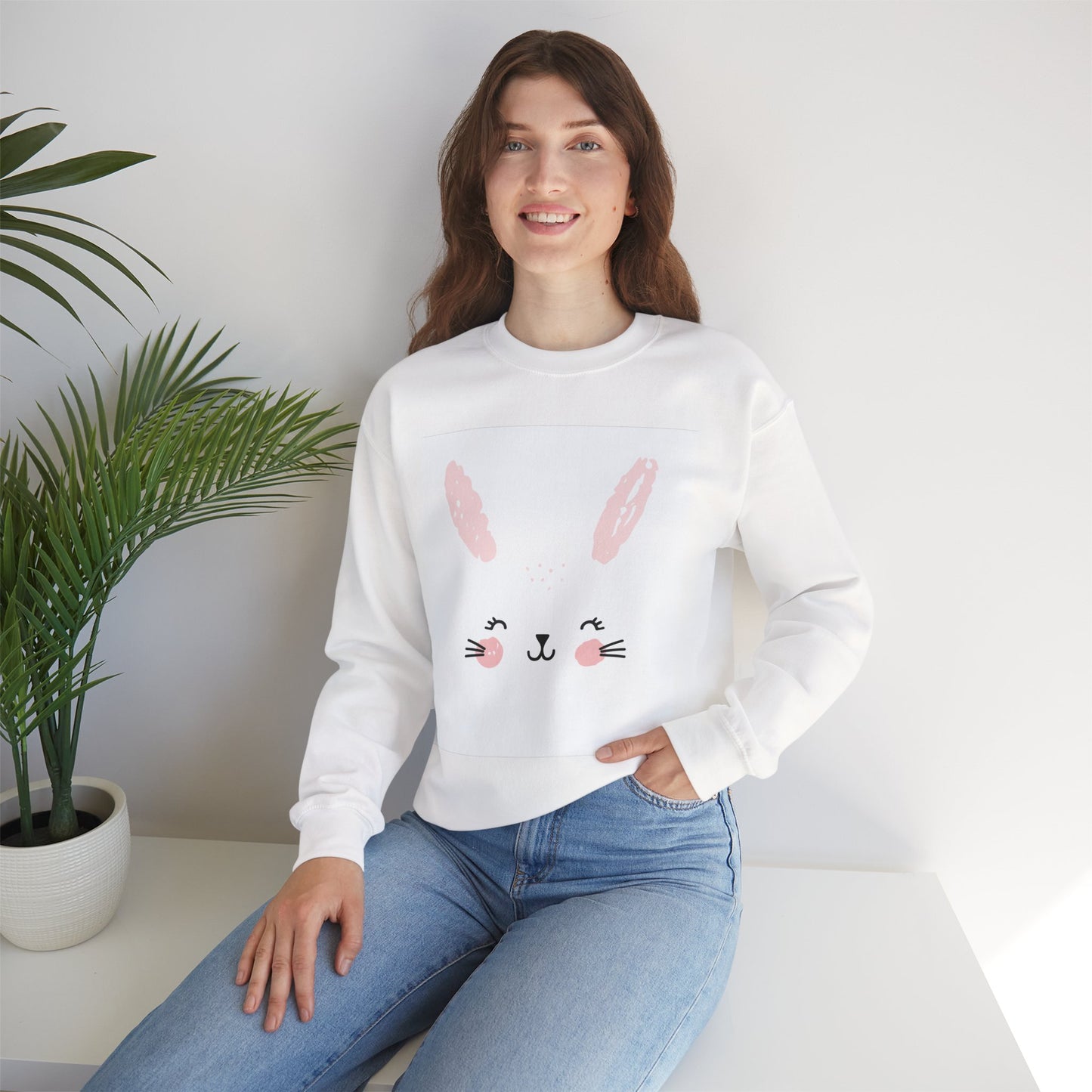 0. Cute Bunny Sweatshirt - Cozy Women's Crewneck, Perfect for Easter, Animal Lovers, Gifts, Spring Style, Everyday Comfort