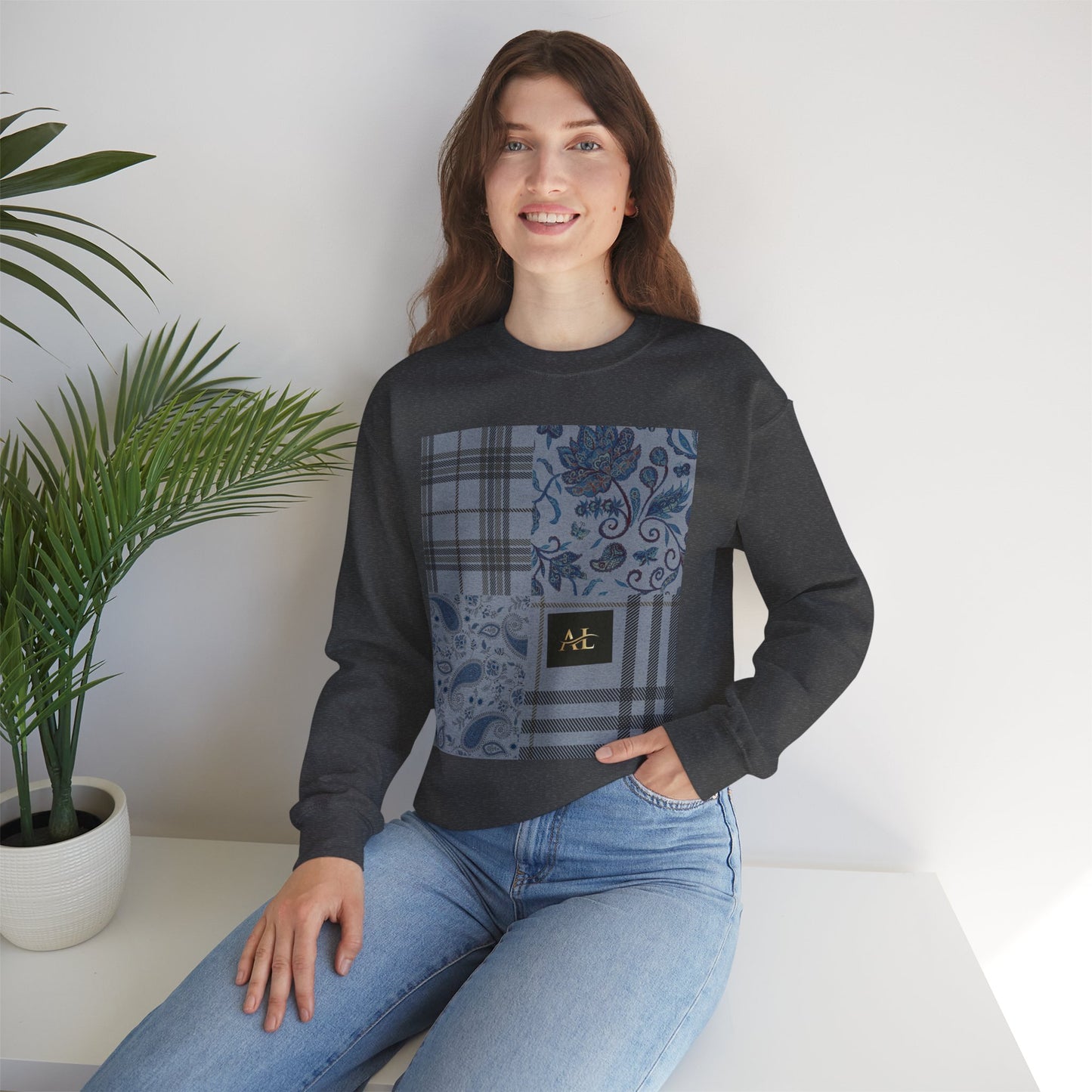 0. Cozy Patchwork Sweatshirt - Casual Fall Fashion