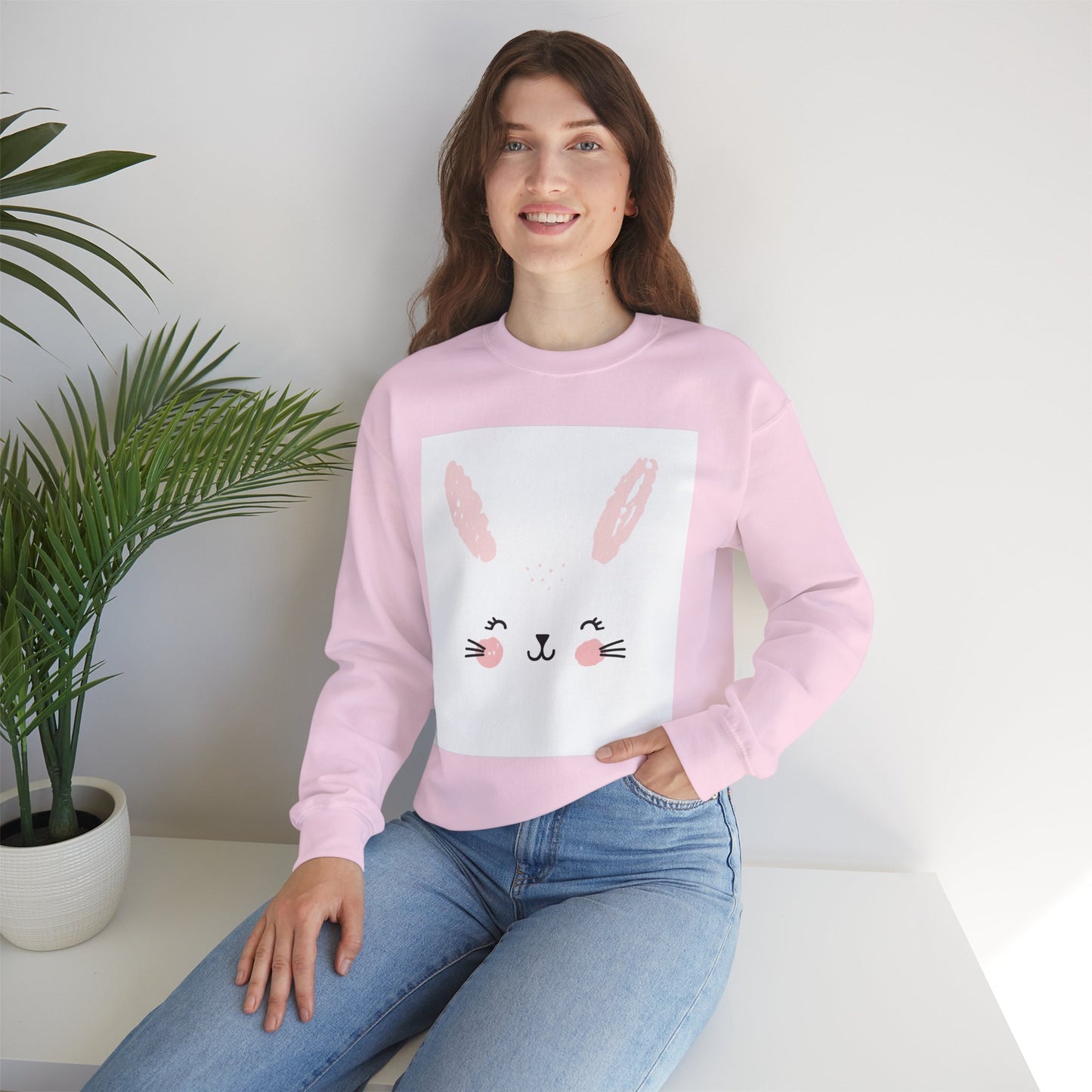 0. Cute Bunny Sweatshirt - Cozy Women's Crewneck, Perfect for Easter, Animal Lovers, Gifts, Spring Style, Everyday Comfort
