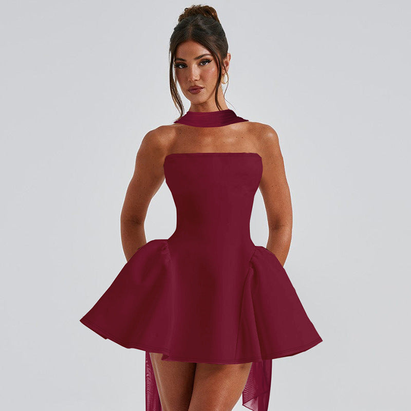 1. Top-Kleid mit Reißverschluss auf der Rückseite, modisches kurzes Kleid für Partykleidung für Frauen