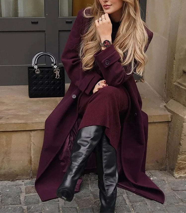 Woolen Coat With Belt Winter Double Trench Long Jacket For Women Clothing