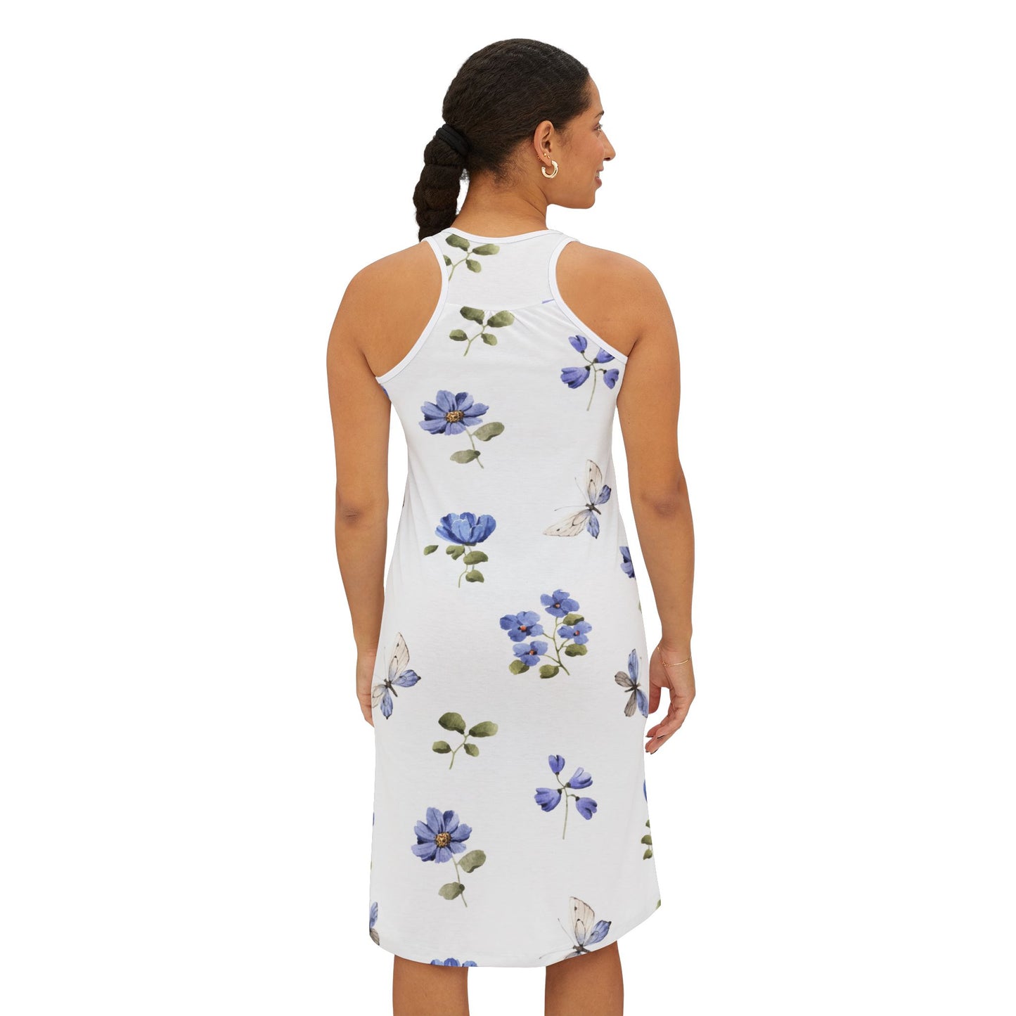 0.. Floral Women's Racerback Dress, Summer Dress, Casual Outfit, Beachwear, Vacation Clothing, Spring Fashion