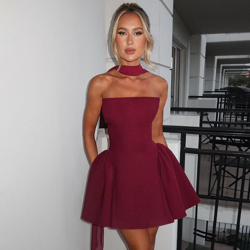 1. Top-Kleid mit Reißverschluss auf der Rückseite, modisches kurzes Kleid für Partykleidung für Frauen