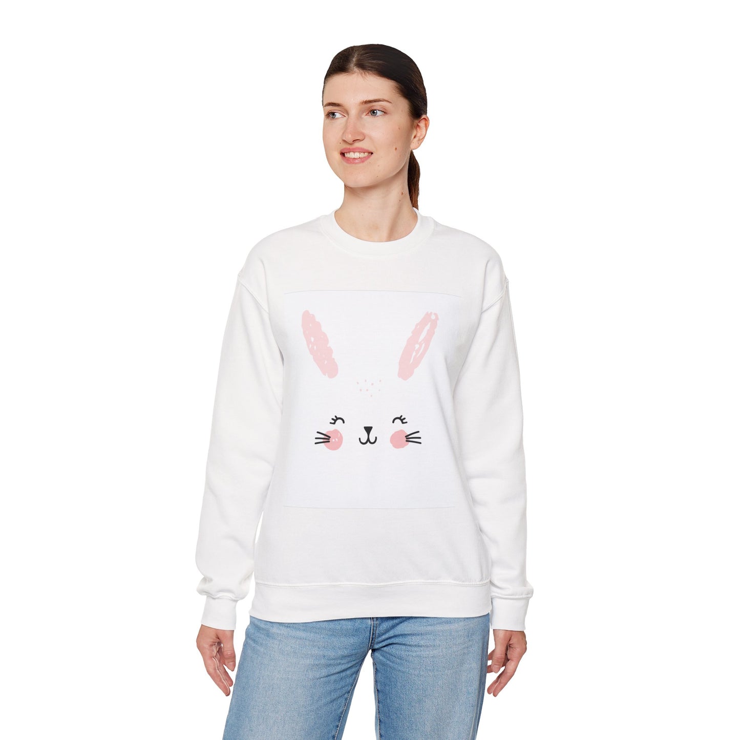 0. Cute Bunny Sweatshirt - Cozy Women's Crewneck, Perfect for Easter, Animal Lovers, Gifts, Spring Style, Everyday Comfort