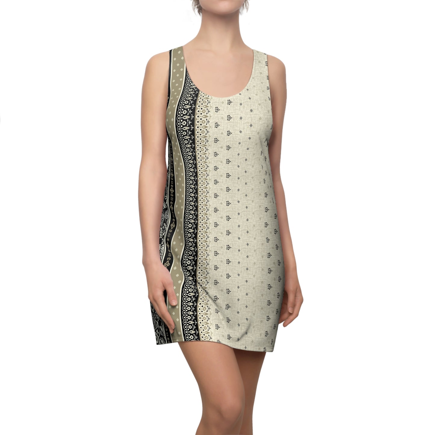0. Bohemian Racerback Dress, Casual Summer Dress, Beach Cover-Up, Festival Outfit, Vacation Clothing, Everyday Wear