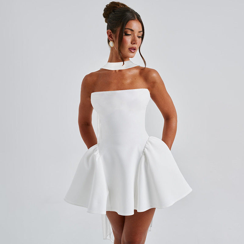 1. Top-Kleid mit Reißverschluss auf der Rückseite, modisches kurzes Kleid für Partykleidung für Frauen