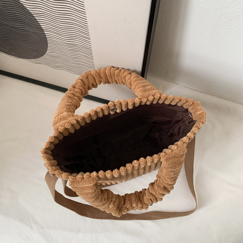 Autumn And Winter Plush Cute Furry Handbag Tote Bag