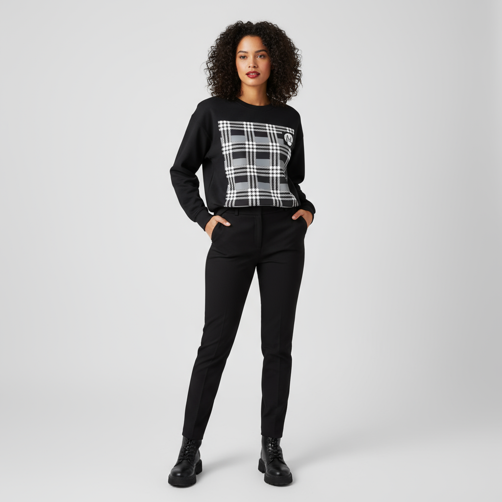 0. Women's Black pattern Sweatshirt