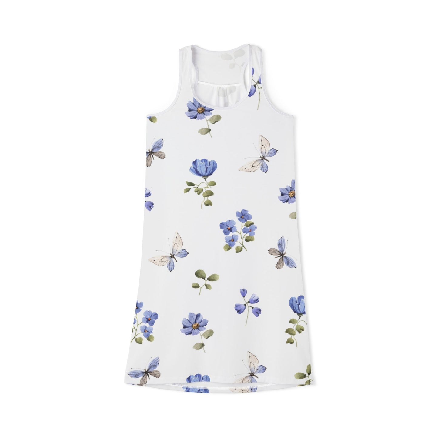 0.. Floral Women's Racerback Dress, Summer Dress, Casual Outfit, Beachwear, Vacation Clothing, Spring Fashion