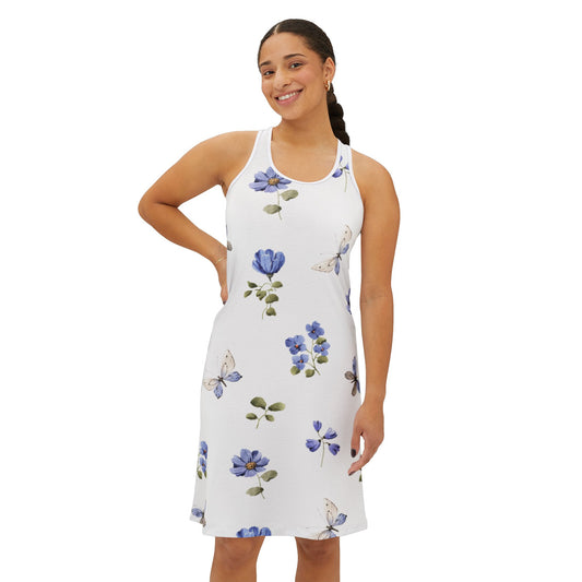 0.. Floral Women's Racerback Dress, Summer Dress, Casual Outfit, Beachwear, Vacation Clothing, Spring Fashion