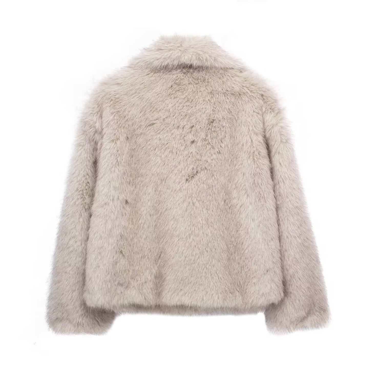 Embrace Winter's Warmth: Luxurious Plush Coat with Chic Lapel. Stay cozy and stylish all season long with this must-have winter coat. Featuring a thick, plush exterior for ultimate warmth, a sophisticated lapel design, and a relaxed, long-sleeve silhouett