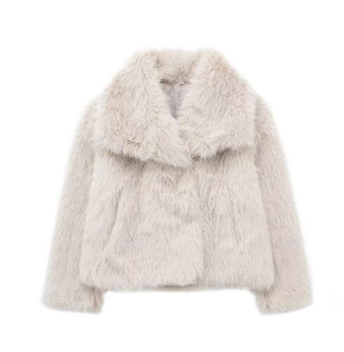 Embrace Winter's Warmth: Luxurious Plush Coat with Chic Lapel. Stay cozy and stylish all season long with this must-have winter coat. Featuring a thick, plush exterior for ultimate warmth, a sophisticated lapel design, and a relaxed, long-sleeve silhouett
